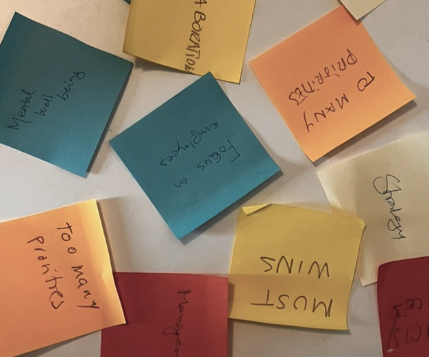 Strategy planning with post it notes
